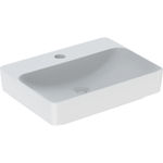 Lavabo sobre encimera serie Geberit VariForm, rectangular, con orificio para el grifo: 60x45cm, Rebosadero=Sin, Blanco